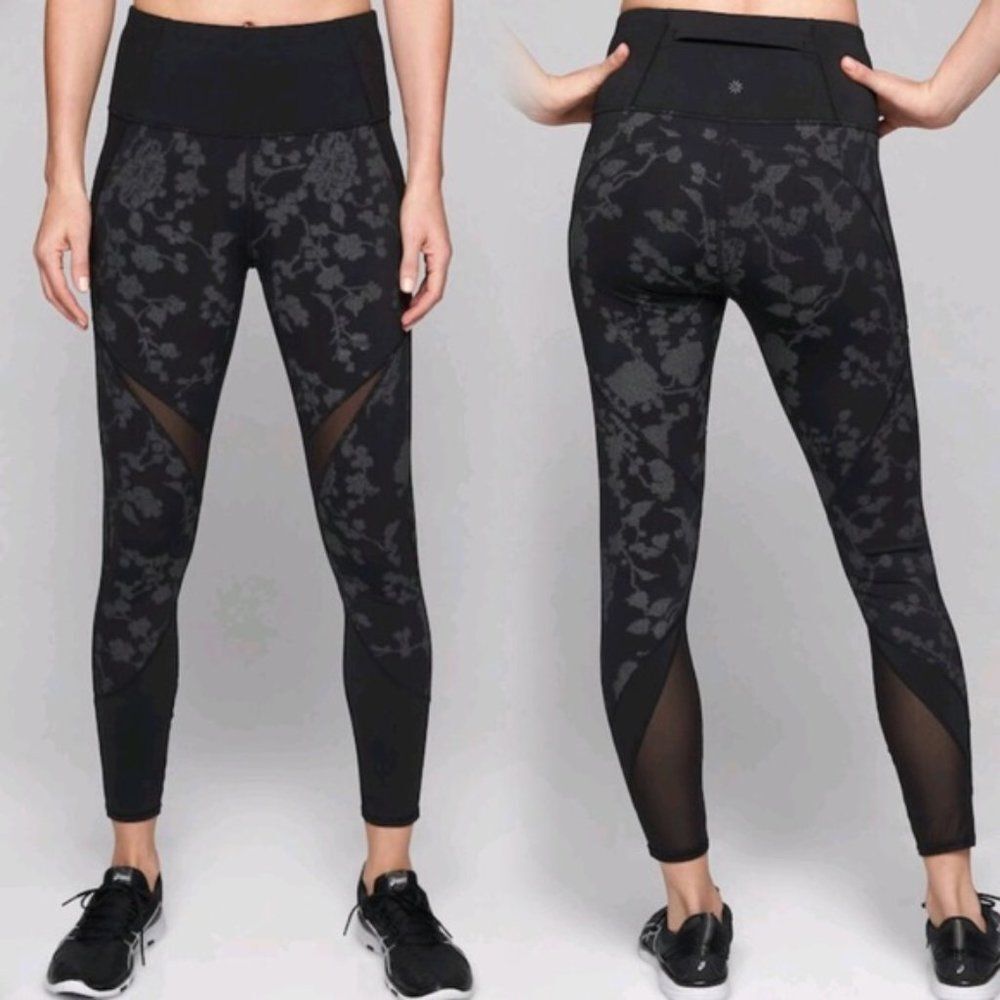 Athleta Moonlight Precision High Rise 7/8 Workout Athleisure Leggings Black XS